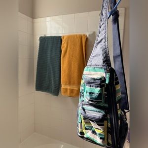 Striped mini backpack crossbody with tons of pockets